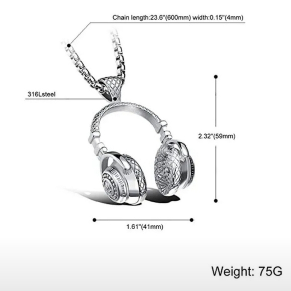 Headphone Pandant Necklace - Picture 3 of 6